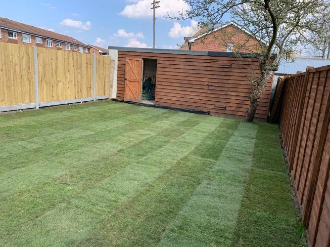 Freshly turfed garden At GC Build & Create Ltd, we supply the best available lawn turf and topsoil to suit both large and small projects.