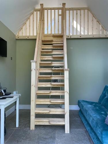 Handmade bespoke paddle staircase Here's a hand made bespoke paddle staircase and balustrade, made in soft wood.Utilising an area of the roof for storage and office space is a great way to maximise the space in your home. Great work by the team!